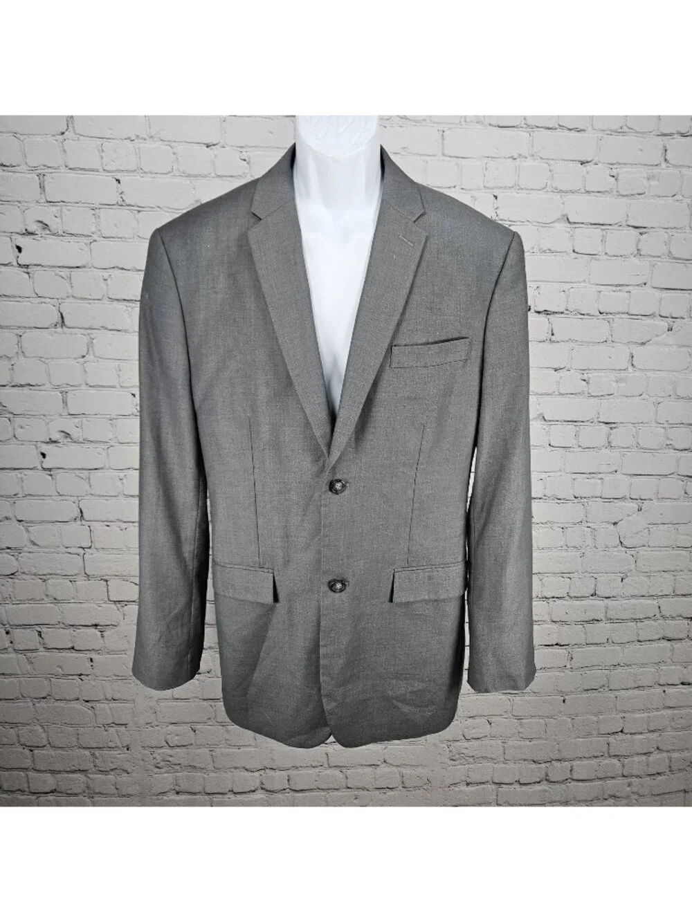 Perry Ellis Grey Slim Fit 2 Button Double Vented Notch Blazer Sport Coat 44R